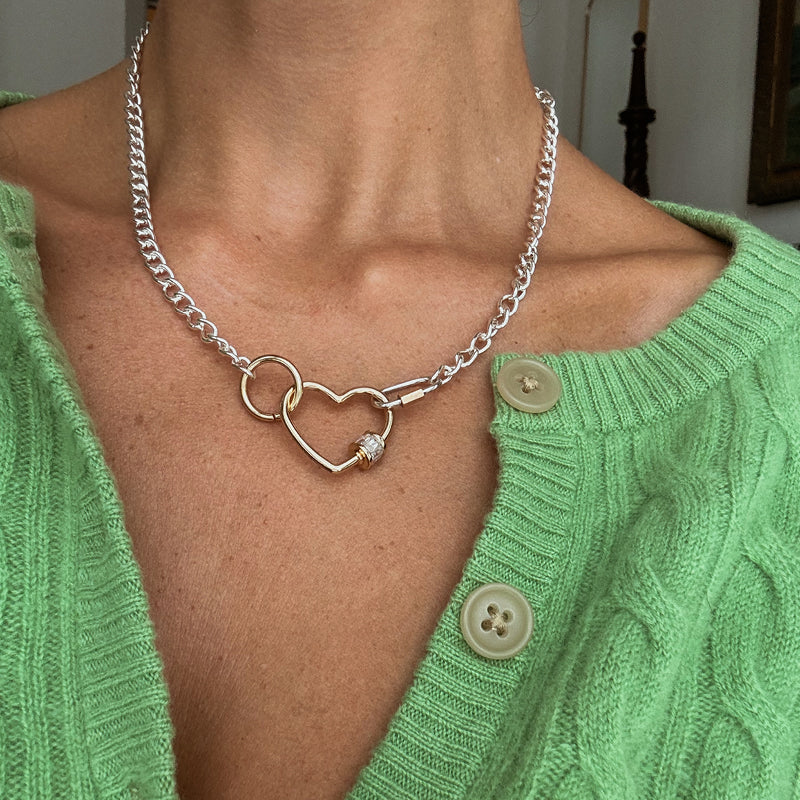 Heart Carabiner Chain Necklace