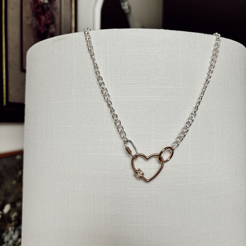 Heart Carabiner Chain Necklace