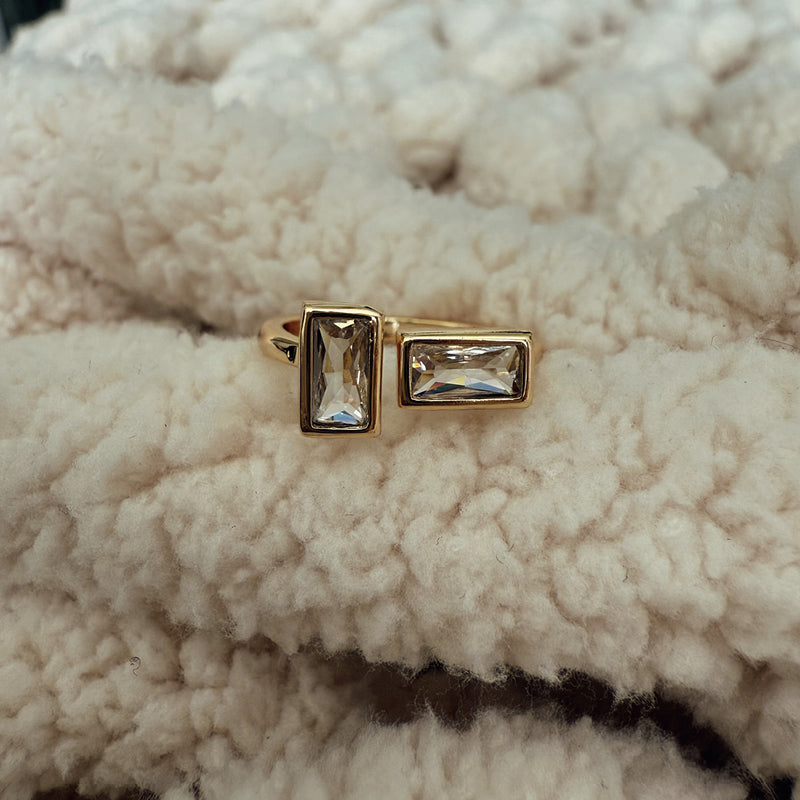 Minimalist Gold Baguette Adjustable Ring