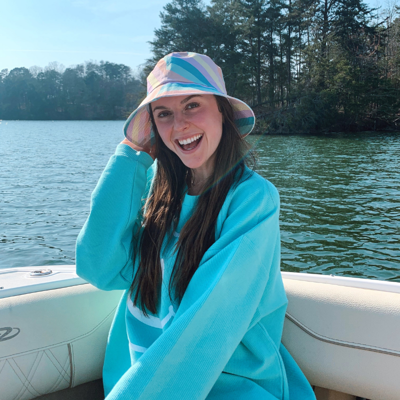 Aqua Happy Face Corded Sweatshirt