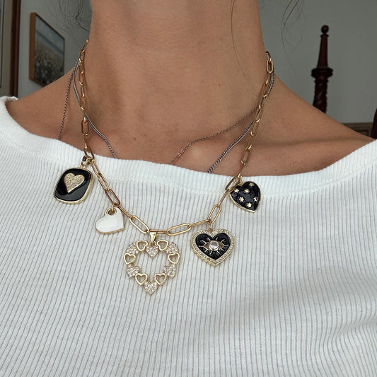 Black Hearts Charm Necklace