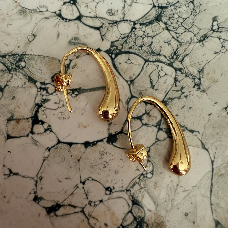 14K Gold Filled 20mm Molten Drop Minimalist French Hook Earrings