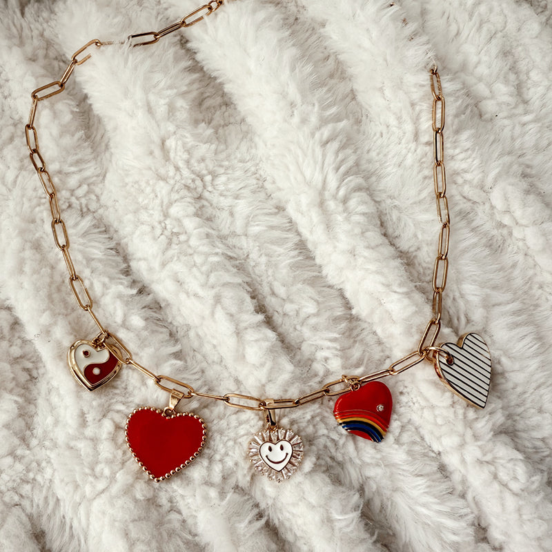 Red Hearts Charm Necklace