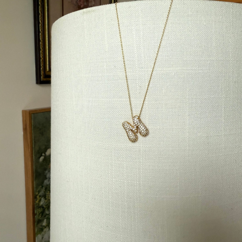 Crystal Bubble Initial Necklace