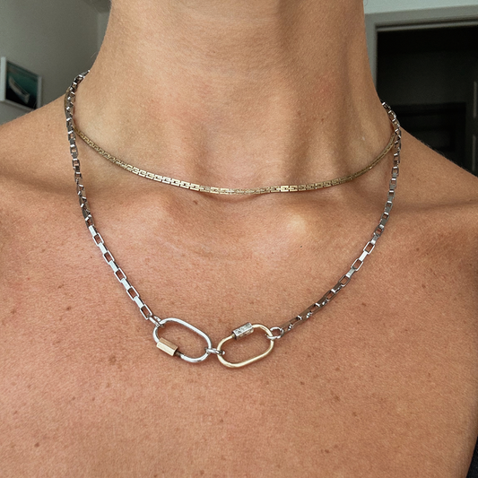 Double Carabiner Chain Necklace