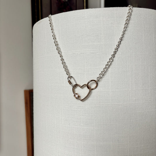 Heart Carabiner Chain Necklace