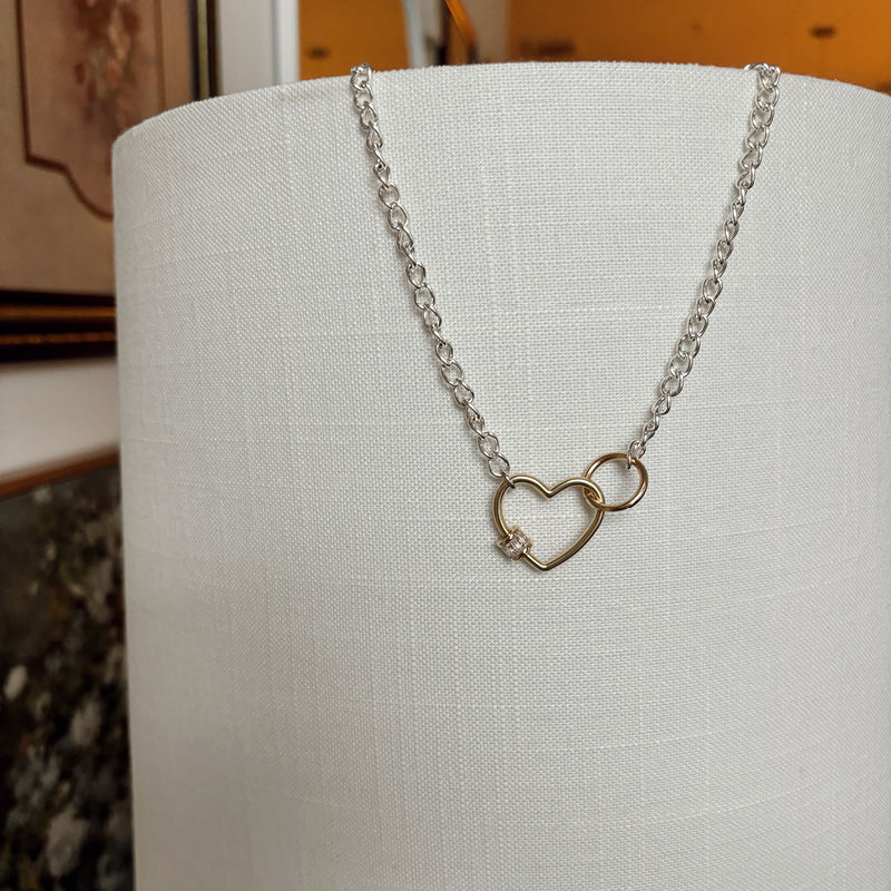 Circle Heart Carabiner Necklace