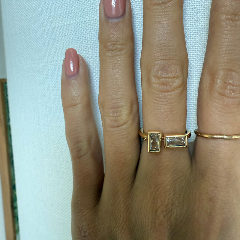 Minimalist Gold Baguette Adjustable Ring