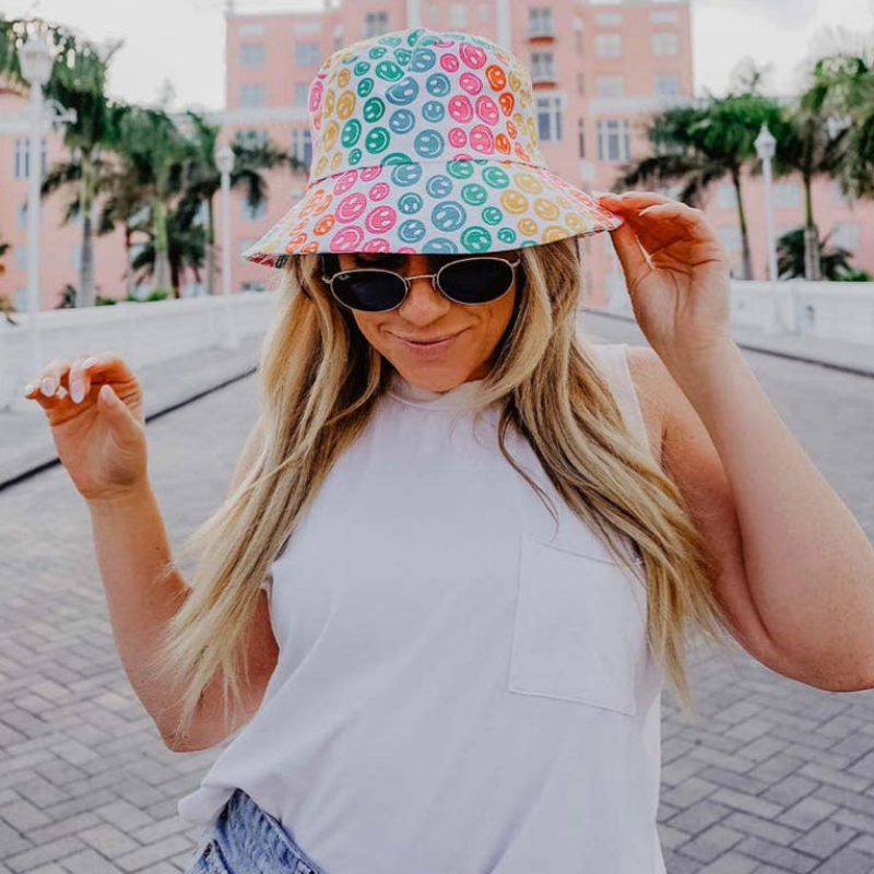 Happy Face Rainbow Bucket Hat