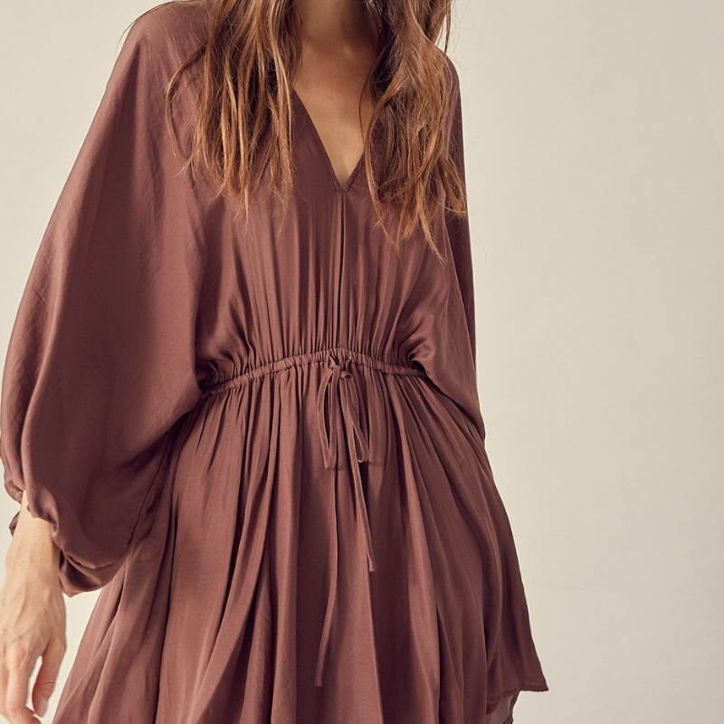 Truffle Open Back Wide Sleeve Swing Dress