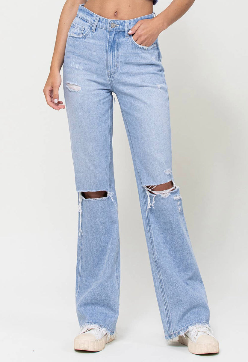 90s Vintage Loose High Rise Ankle Flare Jean